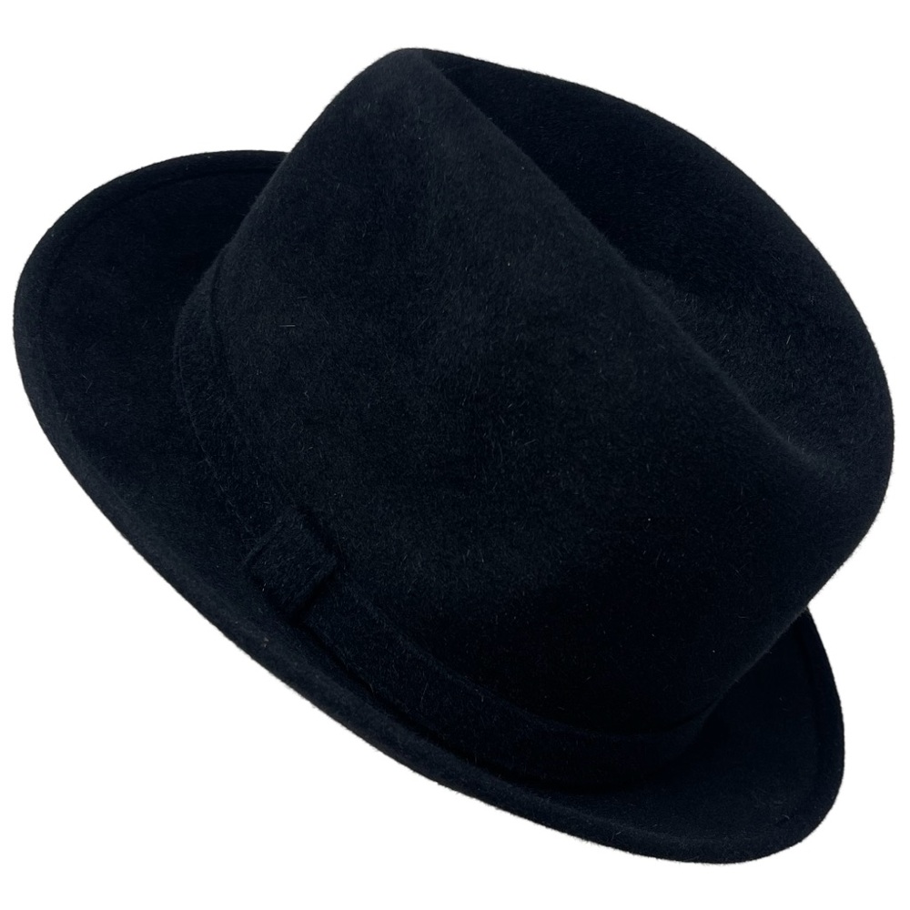 Vintage Worth & Worth Guerra Black Felt Hat Men’s Size 7 3/8 Handmade In Italy
